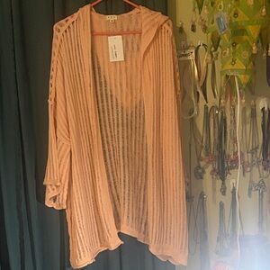 POL Peach Open-Knit Cardigan